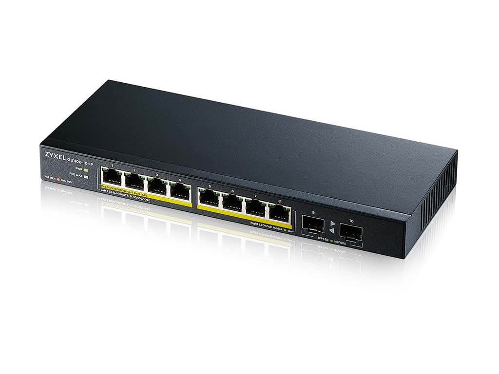 Zyxel GS1100-10HP v2 Unmanaged Gigabit Ethernet (10/100/1000) Power over Ethernet (PoE) Schwarz
