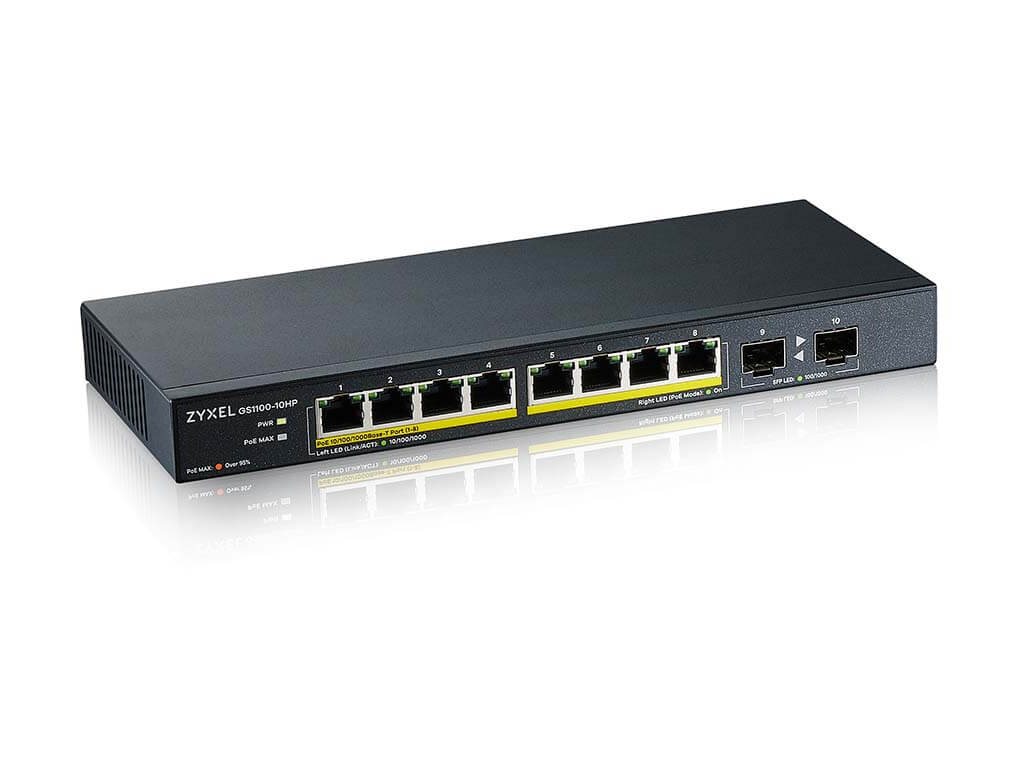 Zyxel GS1100-10HP v2 Unmanaged Gigabit Ethernet (10/100/1000) Power over Ethernet (PoE) Schwarz
