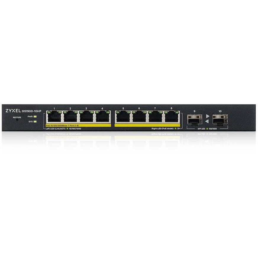 Zyxel Switch  8x GS1900-10HP  GbE L2 POE+ /+2 SFP slots