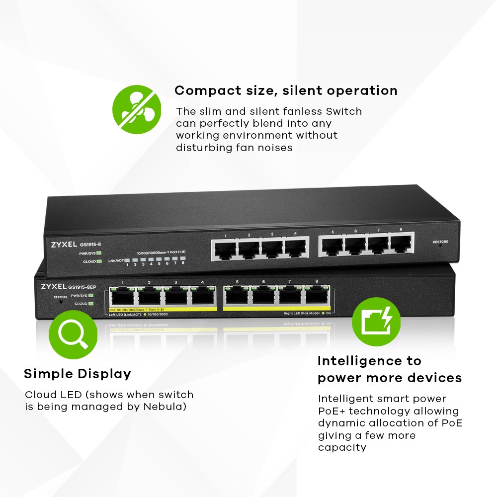 ZYXEL GS1915-8EP 8-port GbE Smart Switch