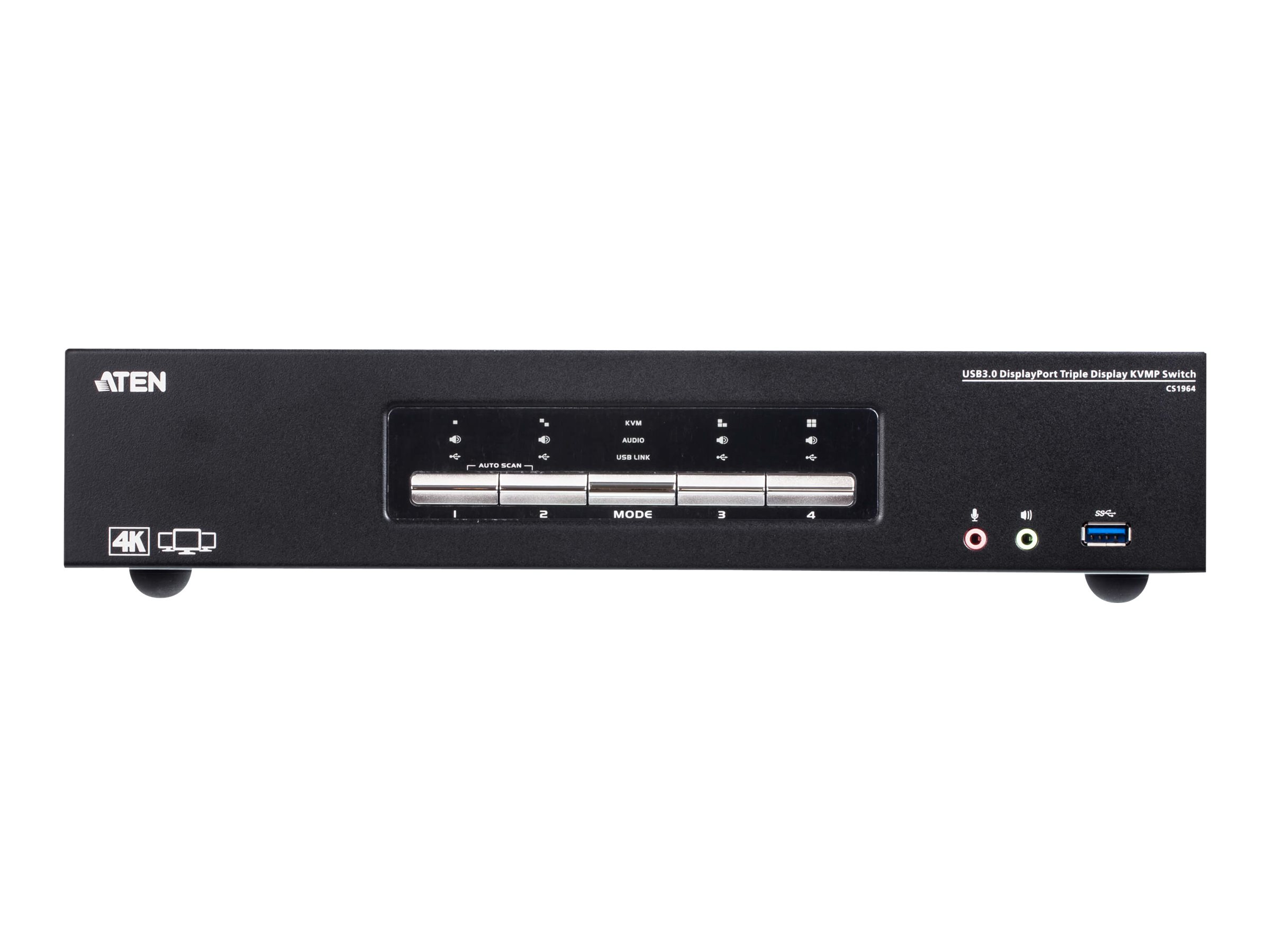 ATEN CS1964 4-Port USB 3.0 4K DisplayPort Dreifach Display KVM Switch