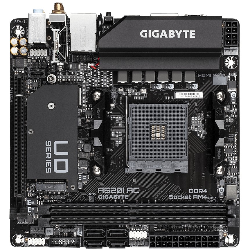 GIGABYTE A520I AC Motherboard AMD A520 Sockel AM4 mini ITX
