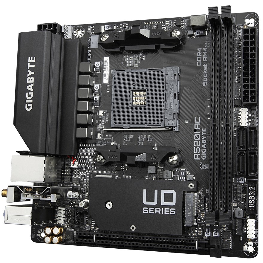 GIGABYTE A520I AC Motherboard AMD A520 Sockel AM4 mini ITX