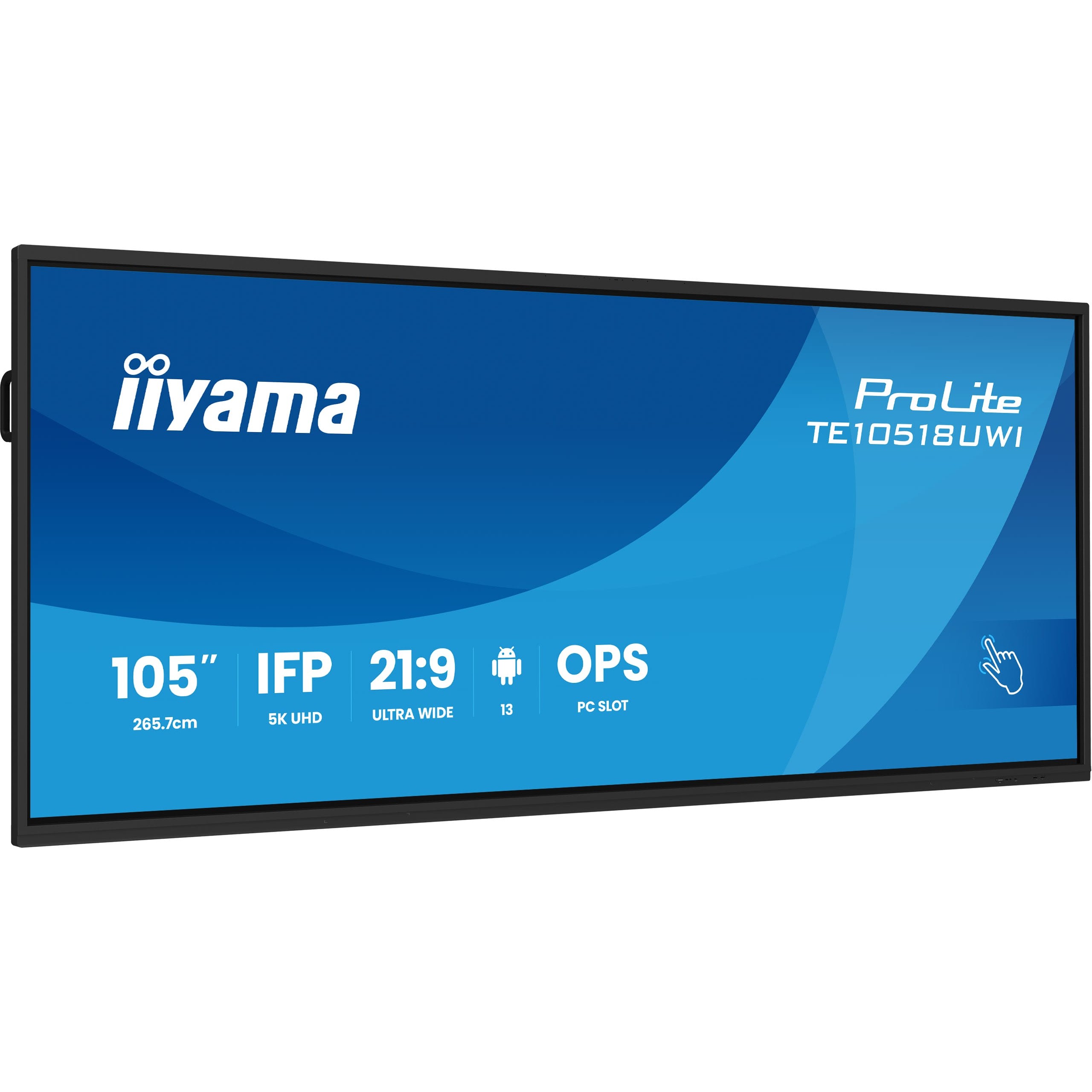 iiyama TE10518UWI-B1AG Signage-Display Digitale A-Platine 2,67 m (105) LED WLAN 450 cd/m² 5K Ultra HD Schwarz Touchscreen Eingebauter Prozessor Android 24/7
