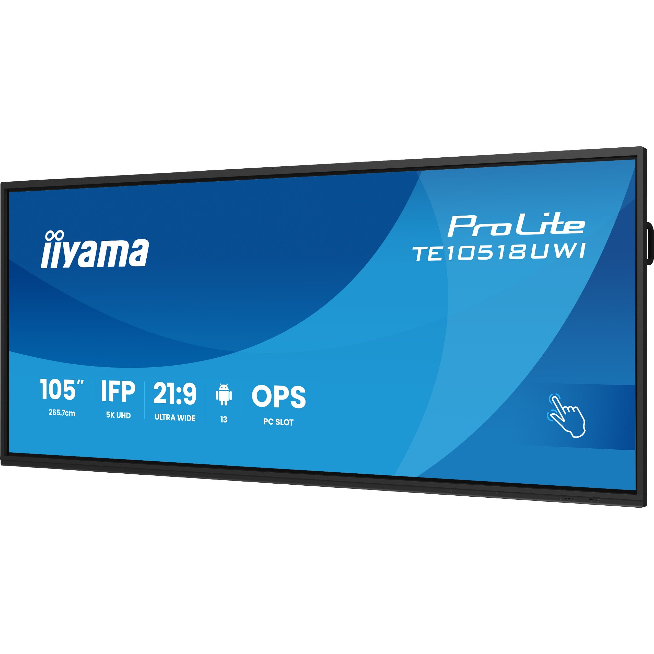 iiyama TE10518UWI-B1AG Signage-Display Digitale A-Platine 2,67 m (105) LED WLAN 450 cd/m² 5K Ultra HD Schwarz Touchscreen Eingebauter Prozessor Android 24/7