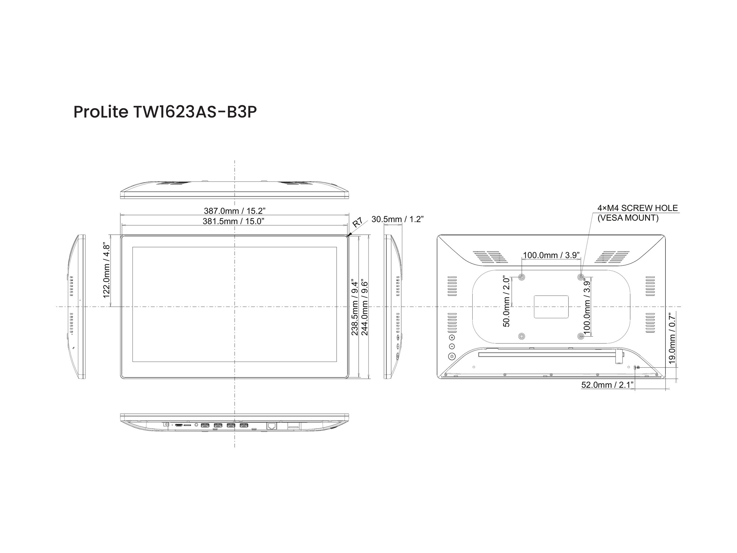 IIYAMA 39.5cm (15,6) TW1623AS-B3P 16:9 M-Touch M-HDMI Andr.