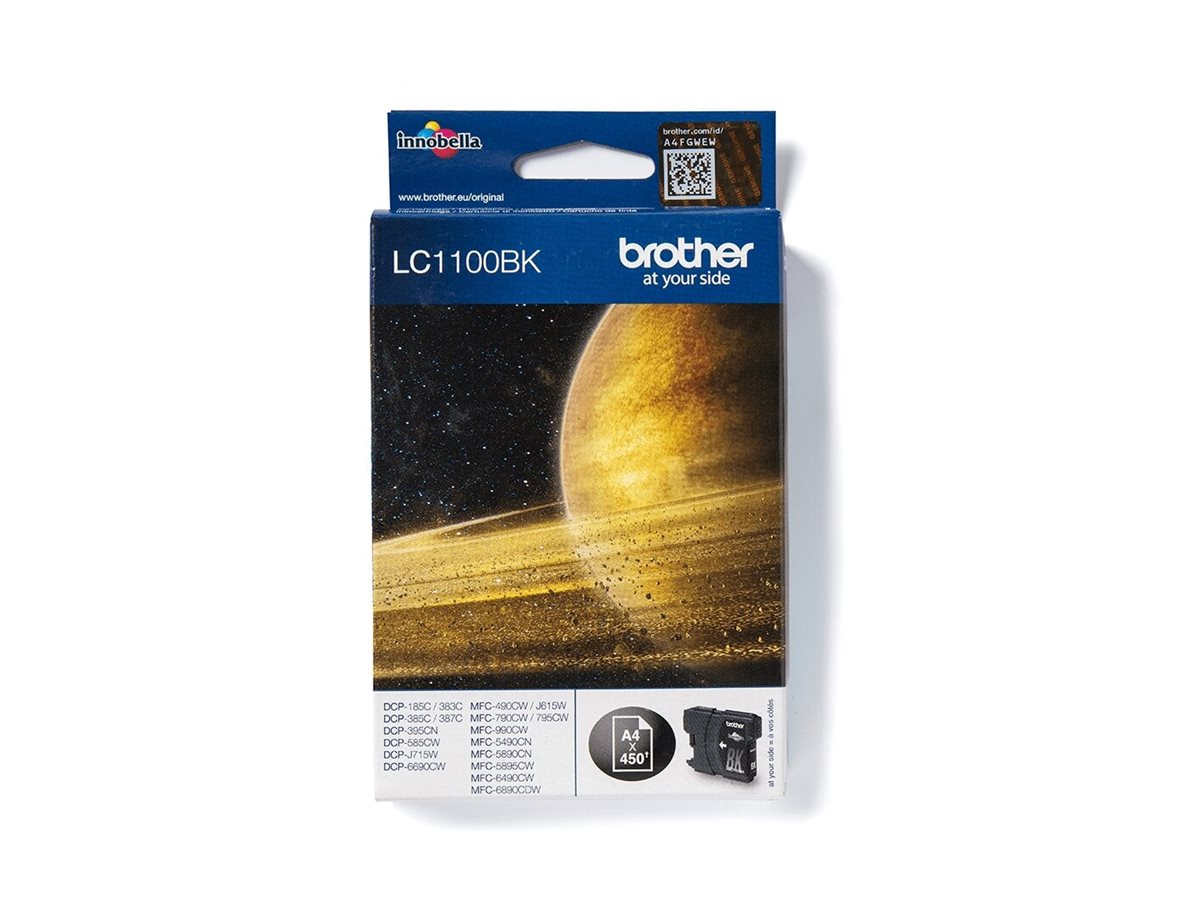 LC-1100BK, BROTHER Tintenpatrone, schwarz für ca. 450 Seiten, für DCP-185C / DCP-385C / DCP-6690CW / MFC-5490CN / MFC-6490CW