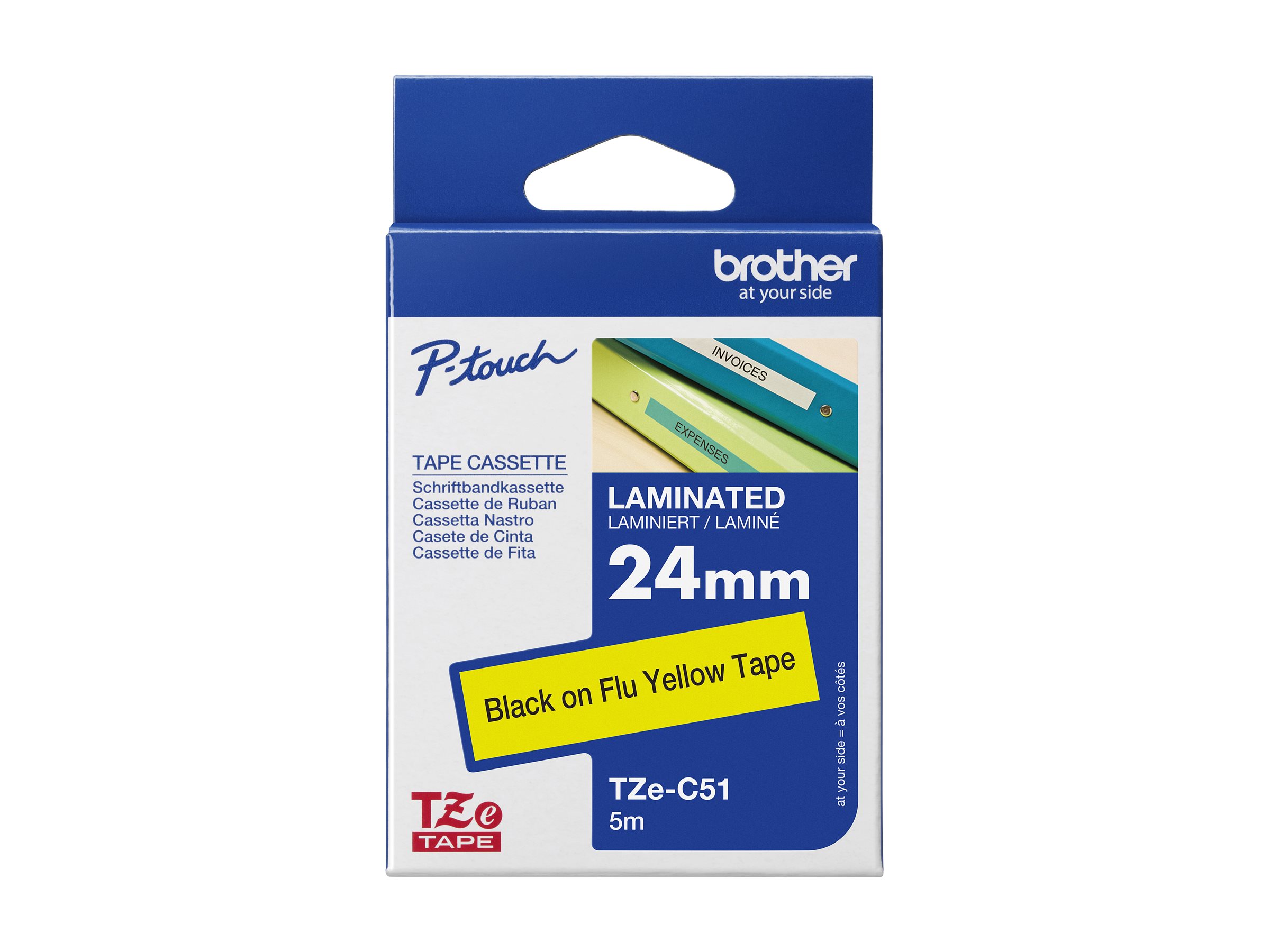 Schriftbandkassette Brother 24mm signal gelb/schwarz