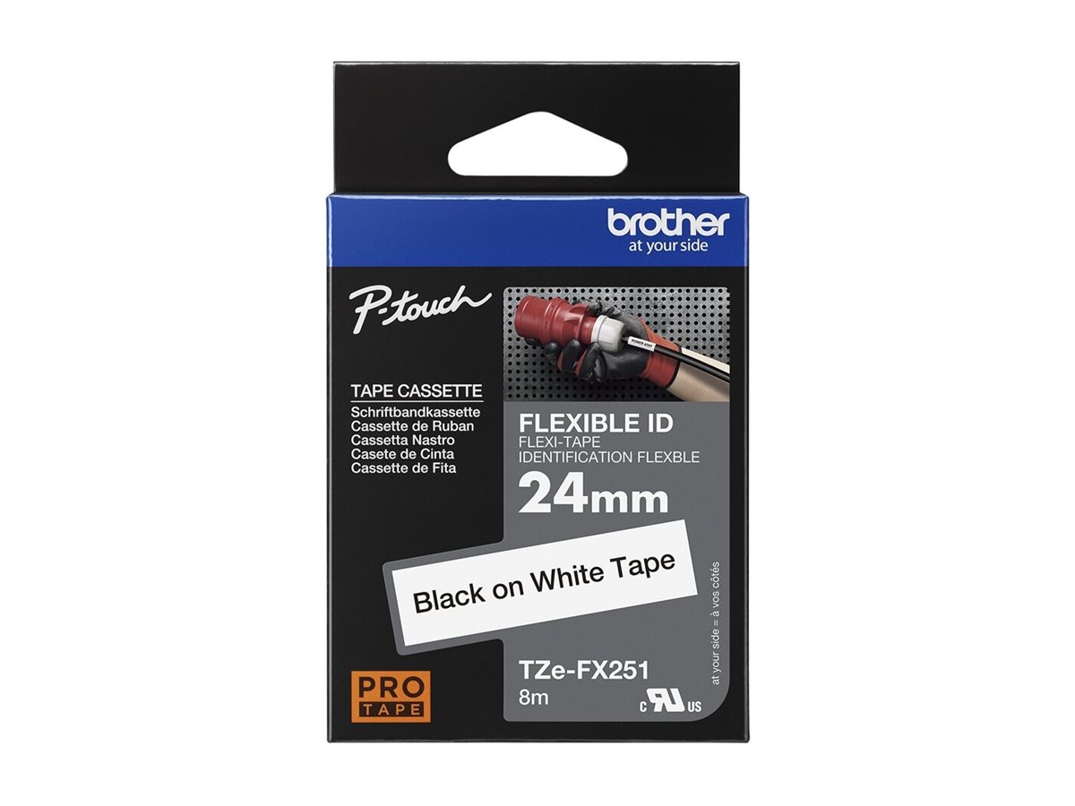 Schriftbandkassette Brother 24mm weiß/schwarz TZEFX251