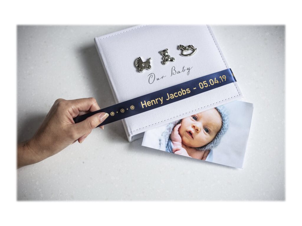 Schriftbandkassette Brother 24mmx4m marineblau/gold Textilb