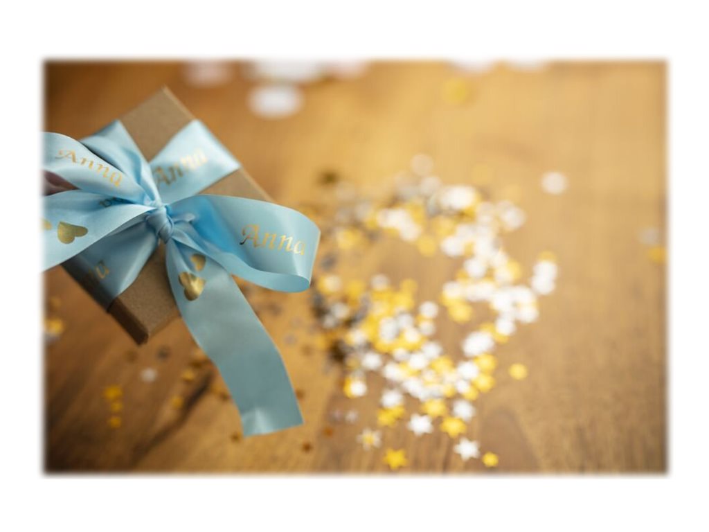 Schriftbandkassette Brother 12mmx4m hellblau/gold n.klebend