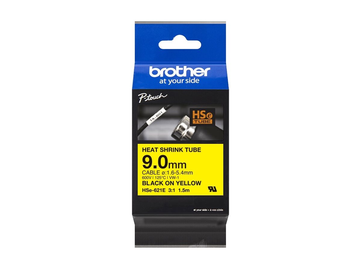 BROTHER Heat Shrink Tube Black on Yellow