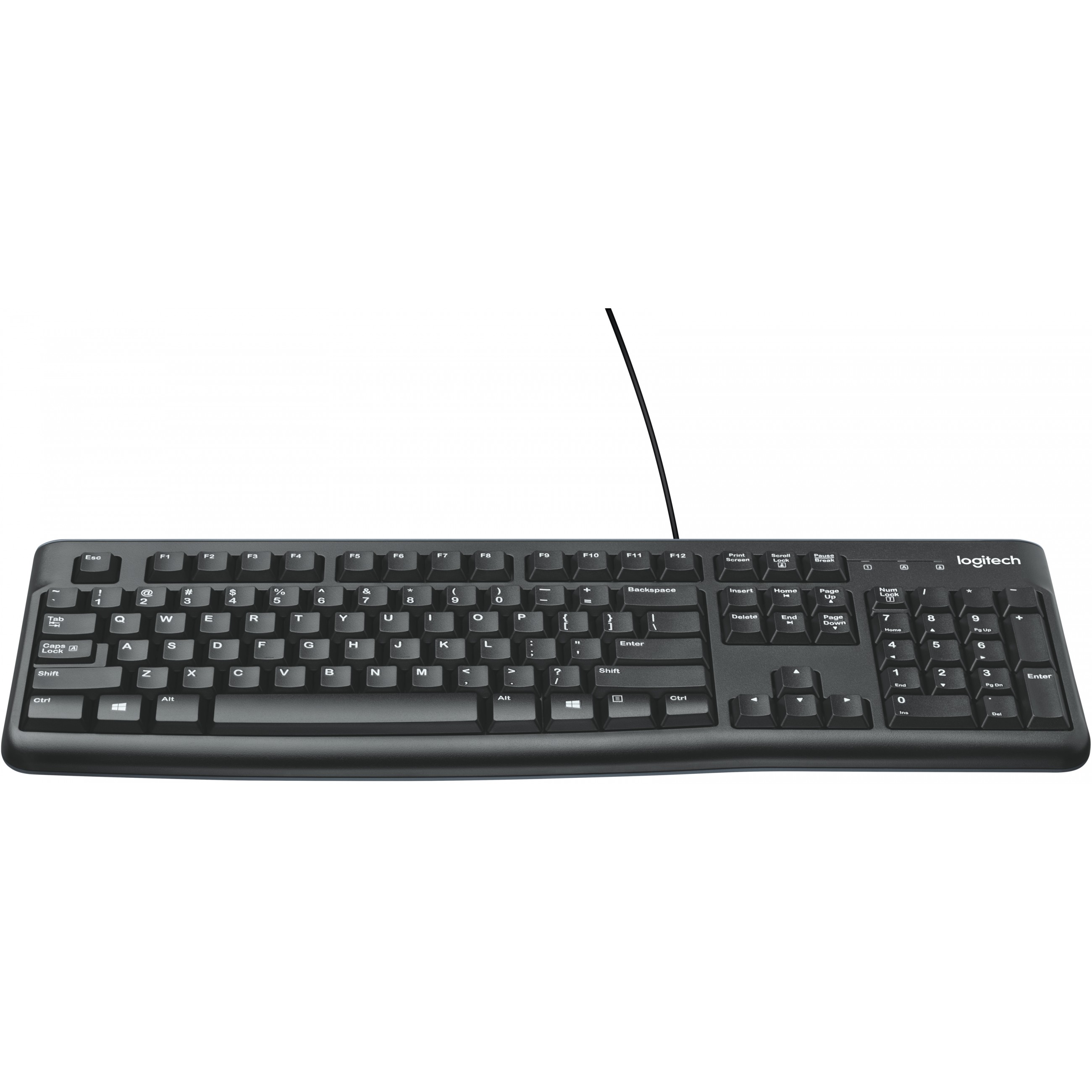 Logitech K120 Corded Keyboard Tastatur Büro USB QWERTY US International Schwarz