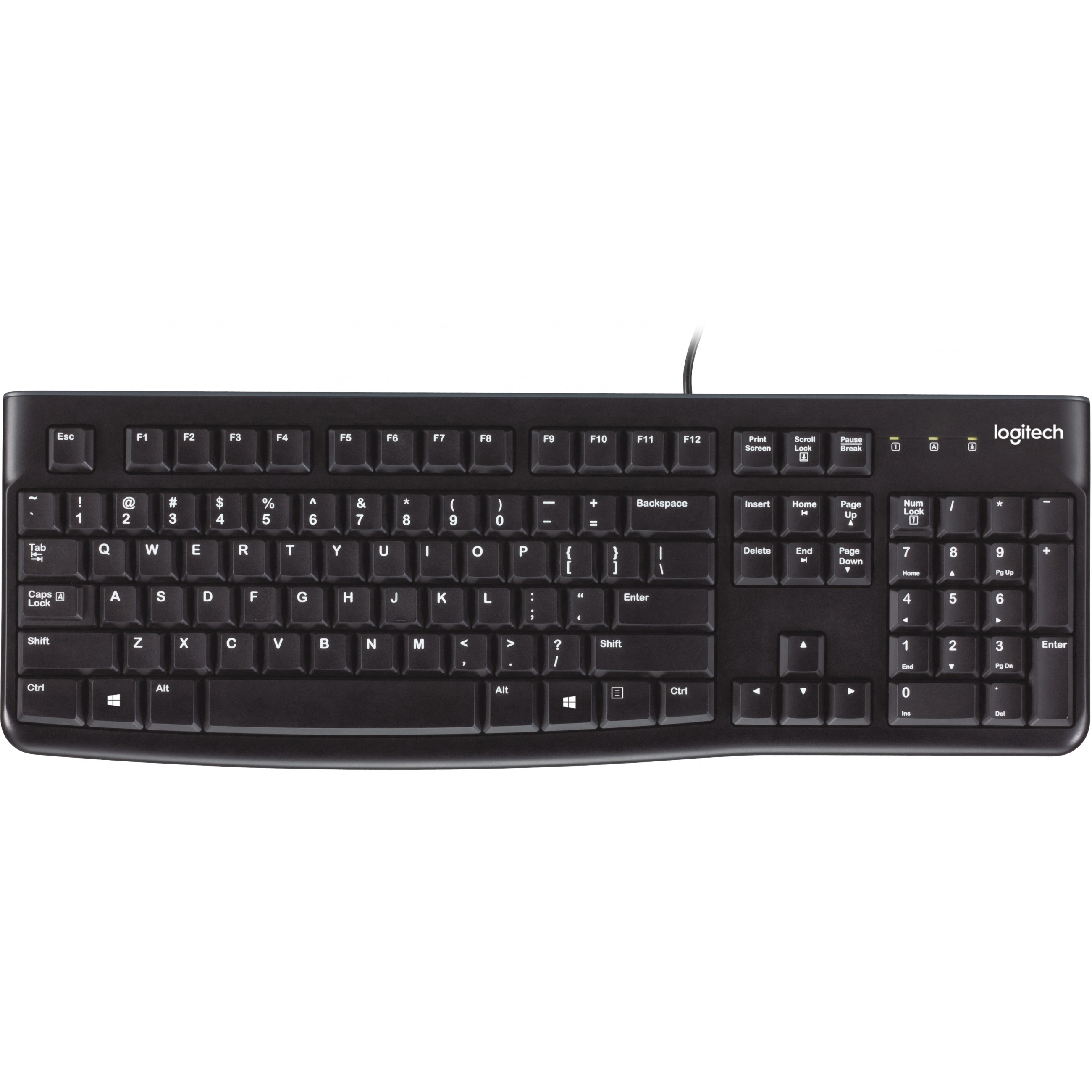 Logitech K120 Corded Keyboard Tastatur Büro USB QWERTY US International Schwarz