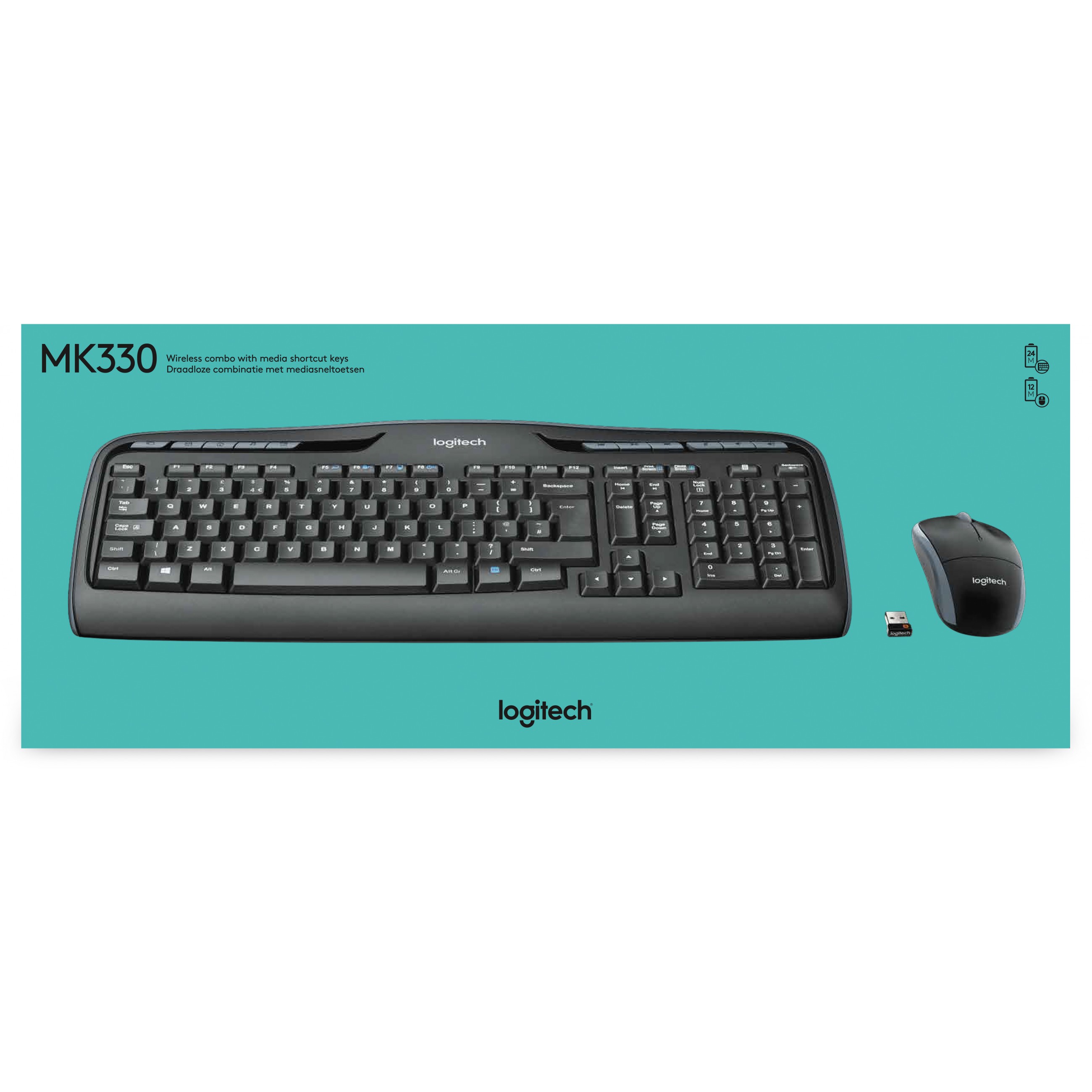 Logitech Wireless Combo MK330 Tastatur Maus enthalten Büro USB QWERTY US International Schwarz