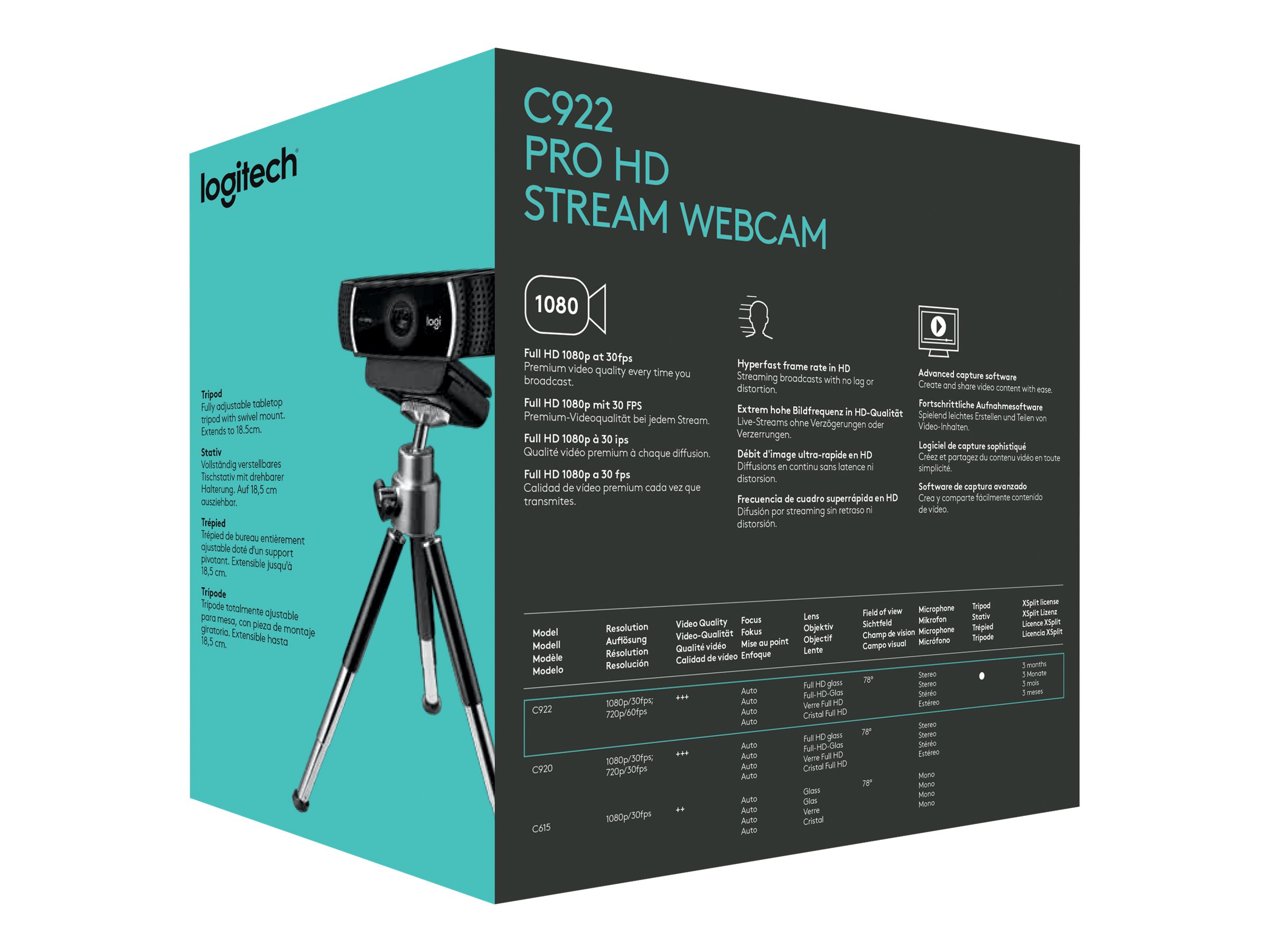 Logitech HD-Webcam C922 black retail