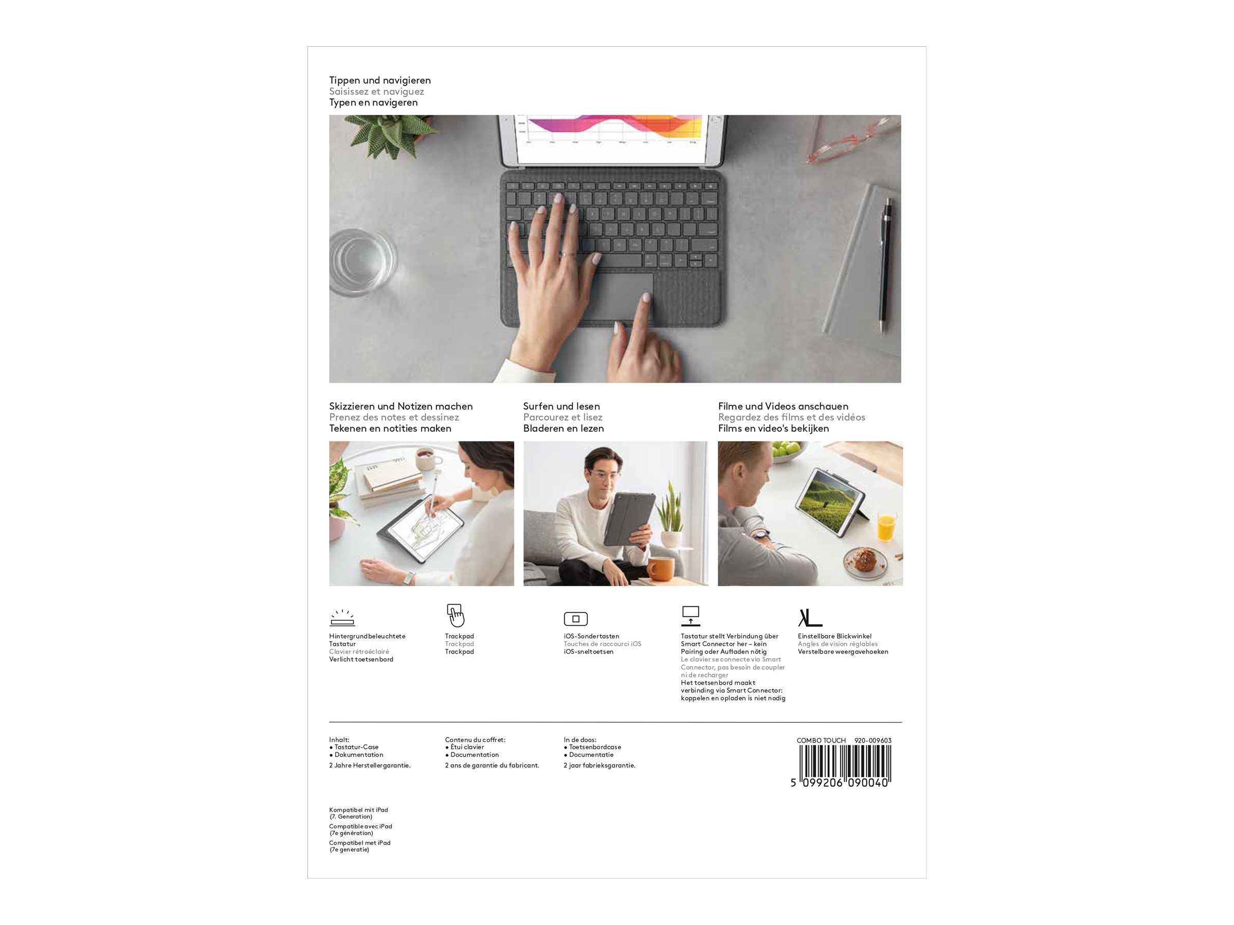 Logitech Bluetooth Combo Touch iPad 7.Gen. grau