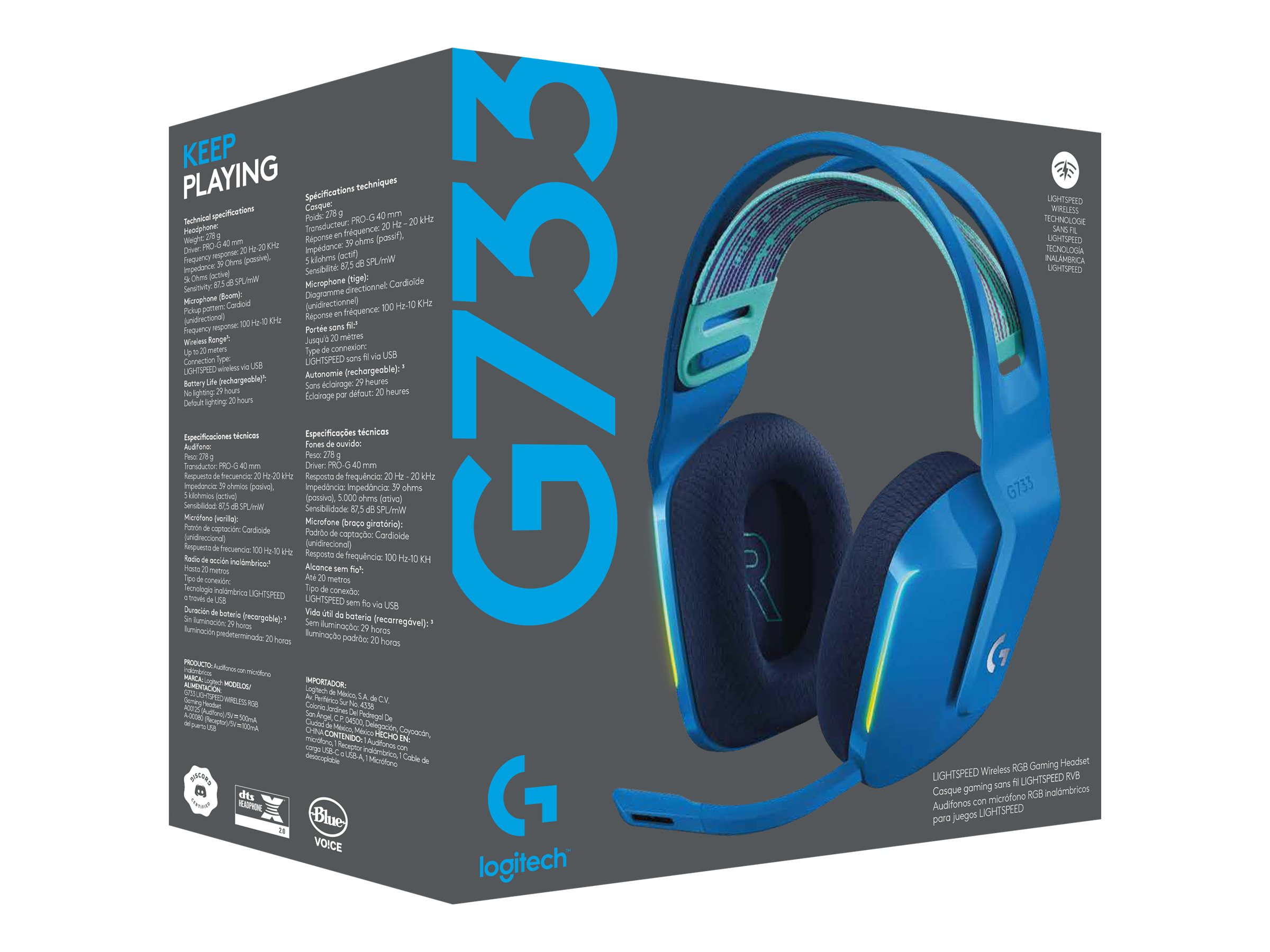 LOGI G733 LightSpeed Headset blue