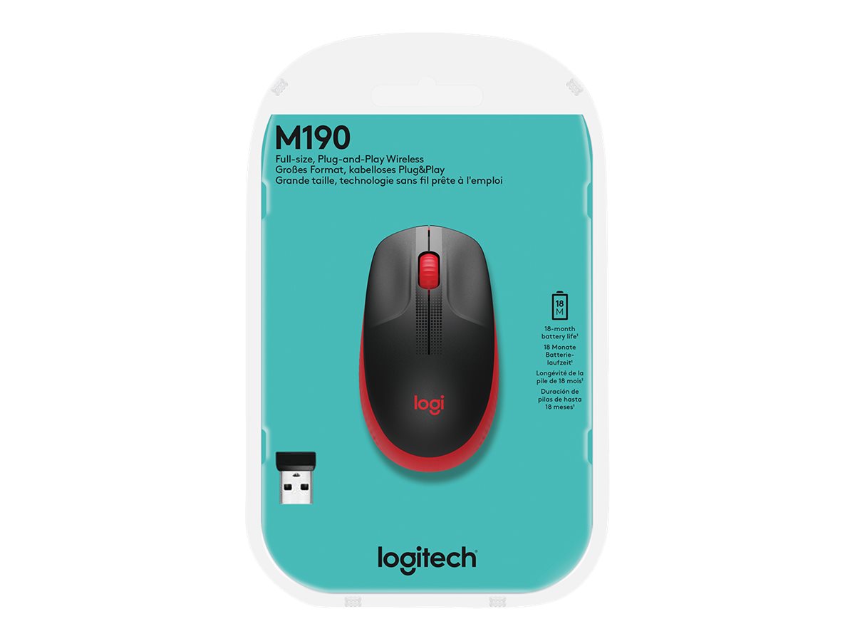 Logitech Wireless Mouse M190 red retail