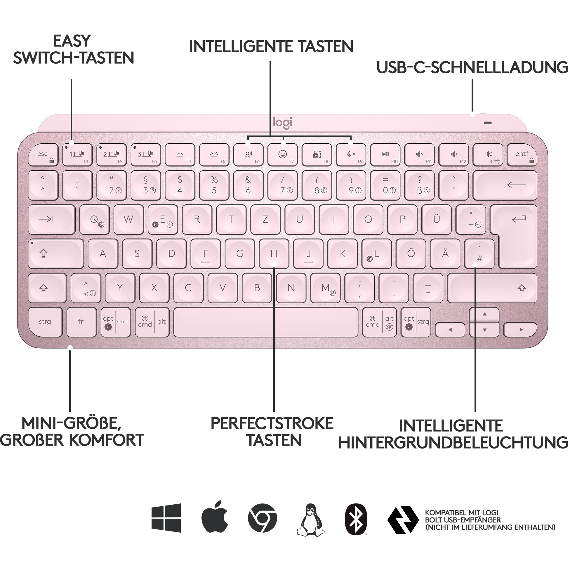 LOGI MX Keys Mini Wireless ROSE (DE)
