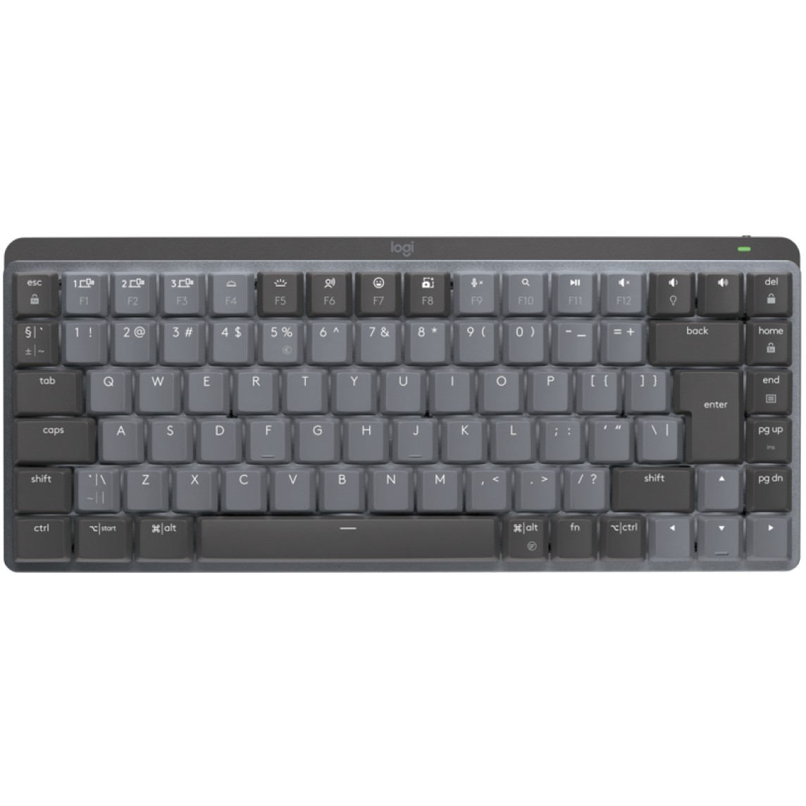 Logitech MX Mini Mechanical Tastatur Büro RF Wireless + Bluetooth QWERTY US International Graphit, Grau