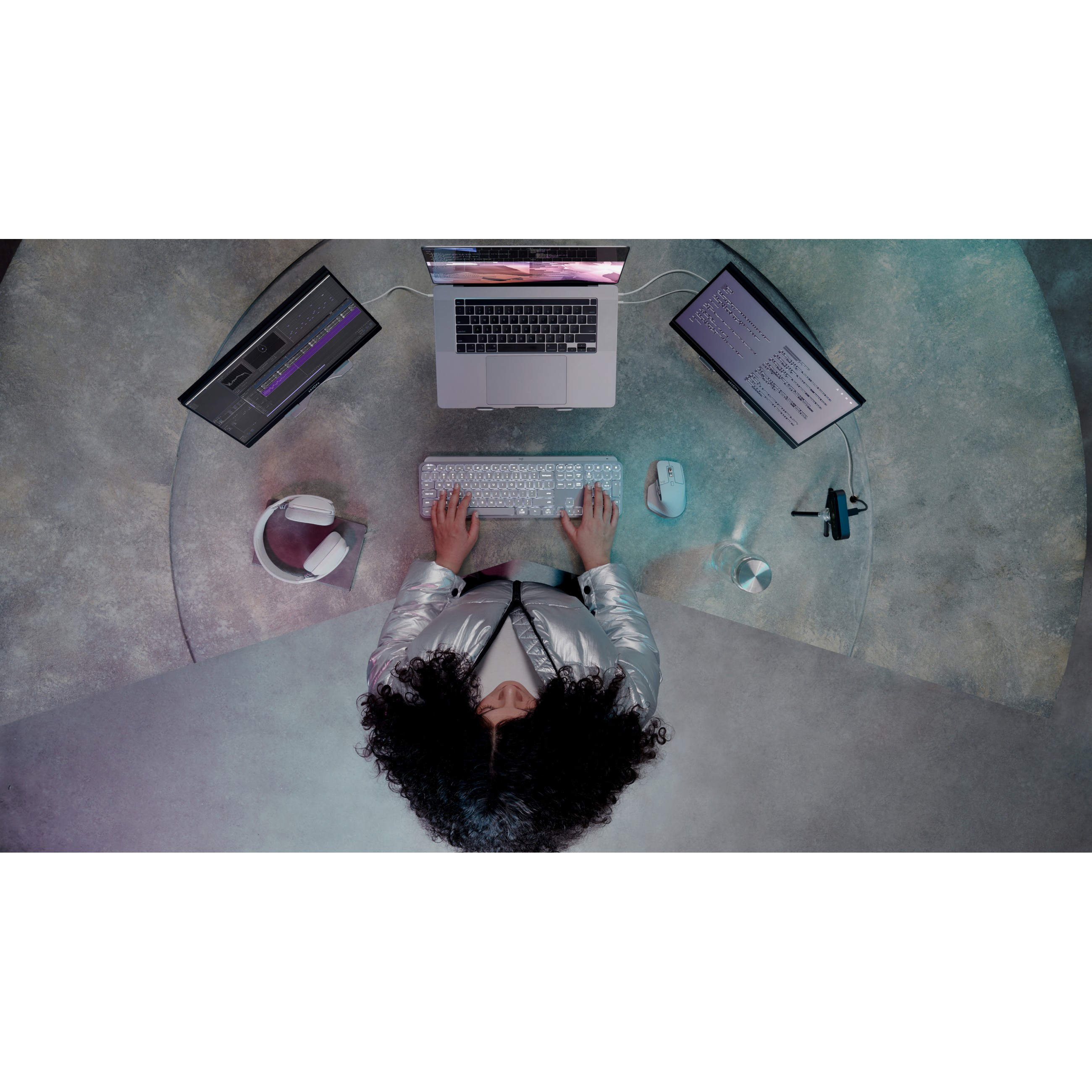 Logitech MX Keys S Tastatur Universal RF Wireless + Bluetooth QWERTY US International Aluminium, Weiß