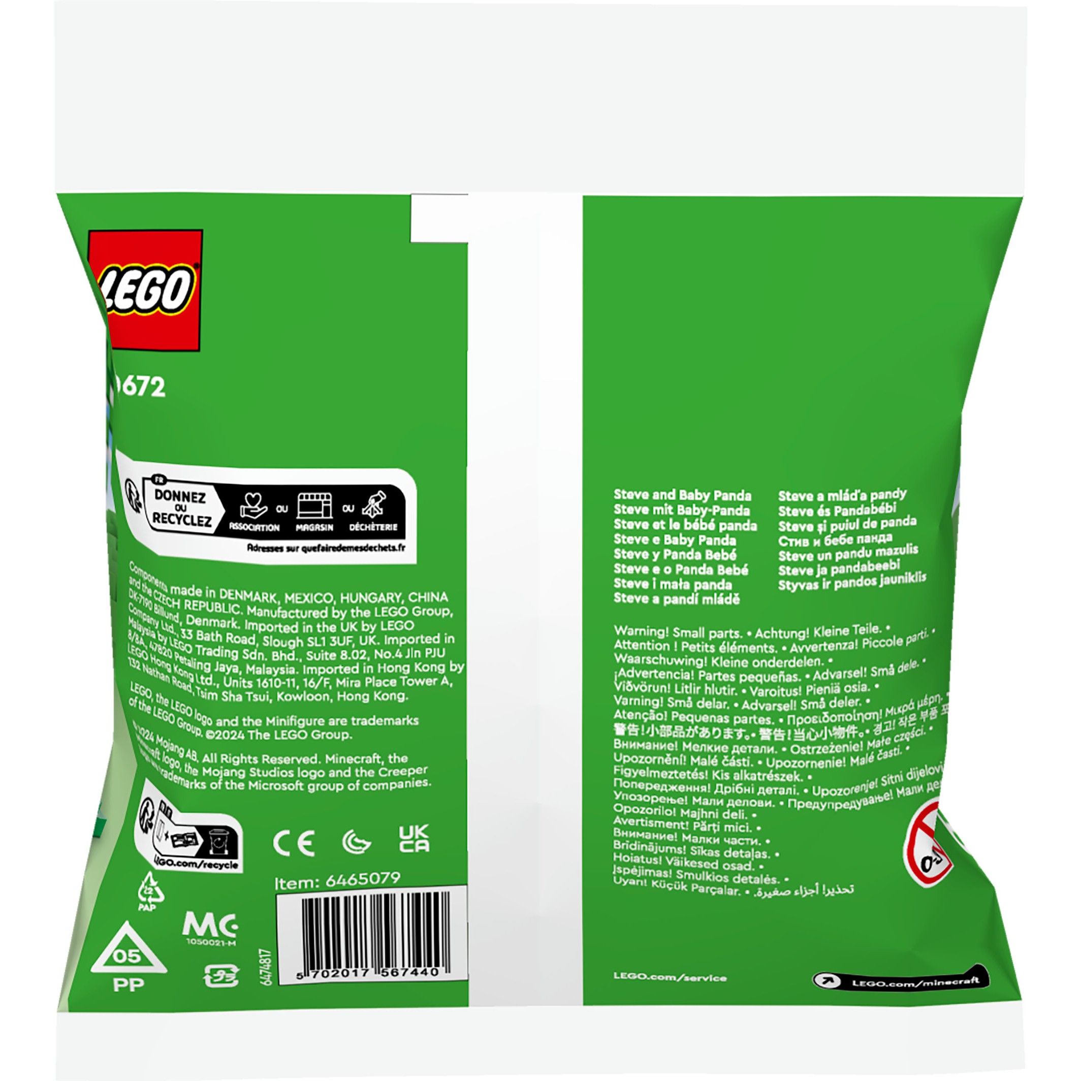LEGO Minecraft Steve and Baby Panda