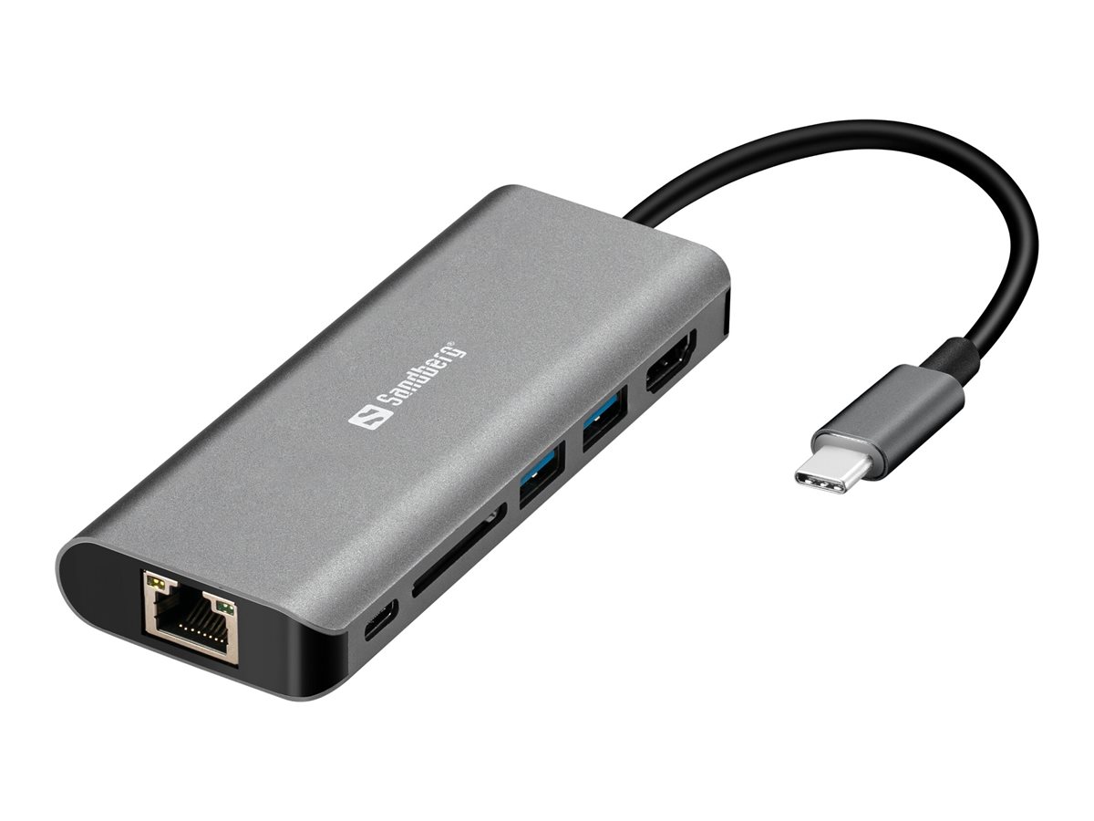 SANDBERG USB-C Dock HDMI+LAN+SD+USB,61W