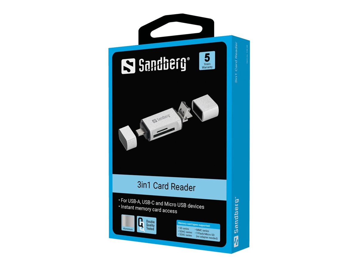 SANDBERG Card Reader USB-C+USB+MicroUSB