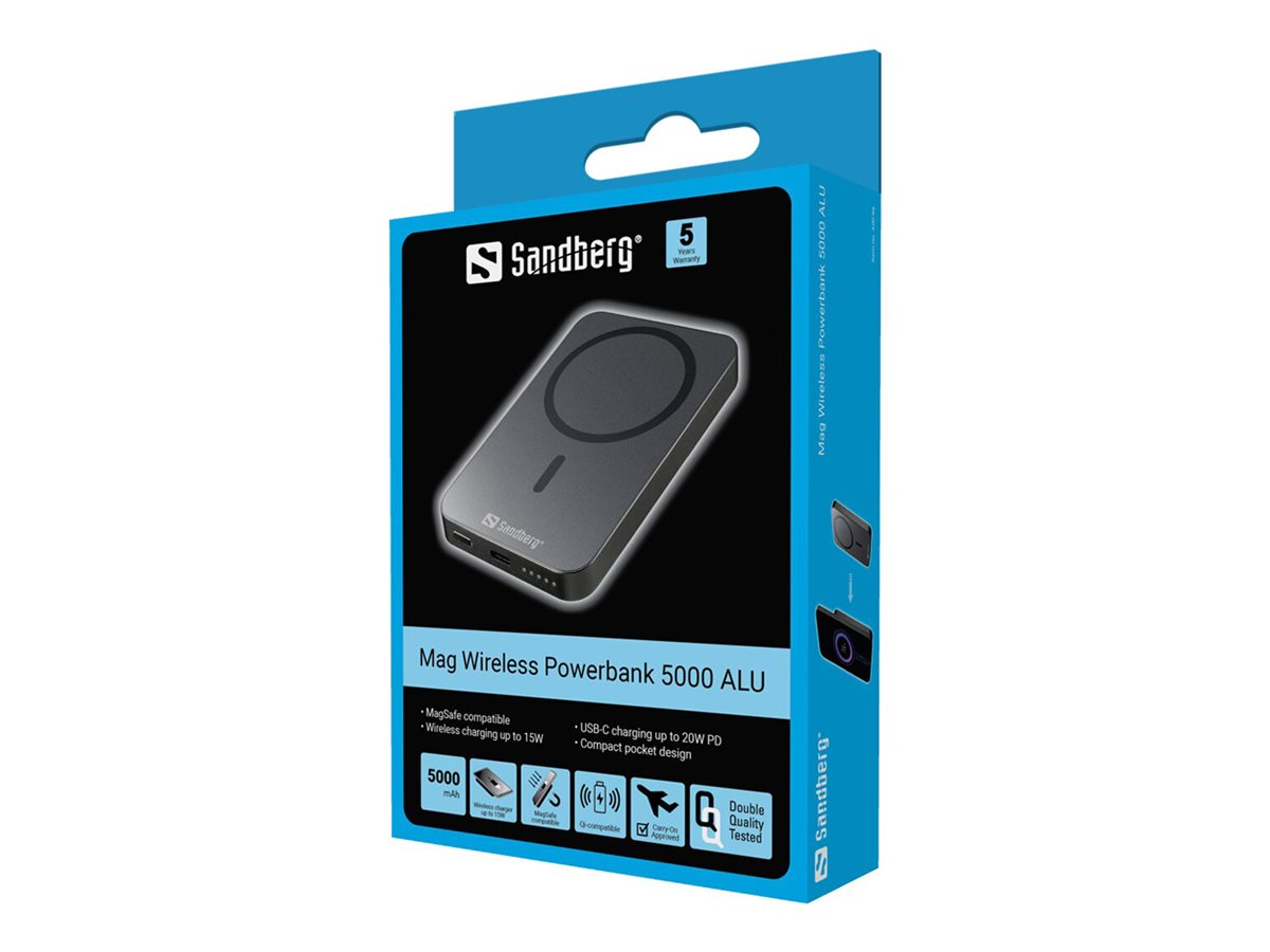 SANDBERG Mag Wireless Powerbank 5000 ALU