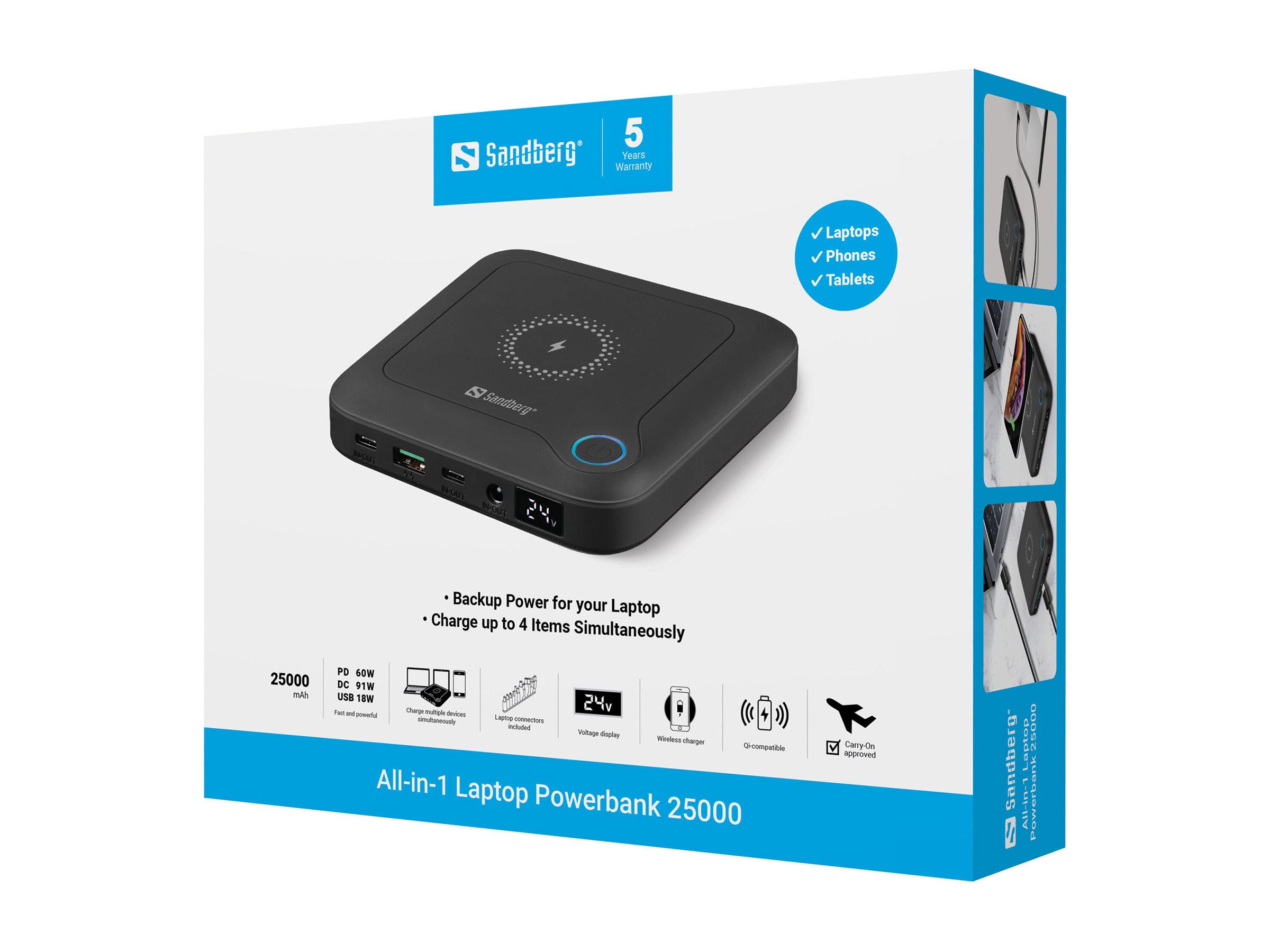 SANDBERG All-in1 Laptop Powerbank 25000