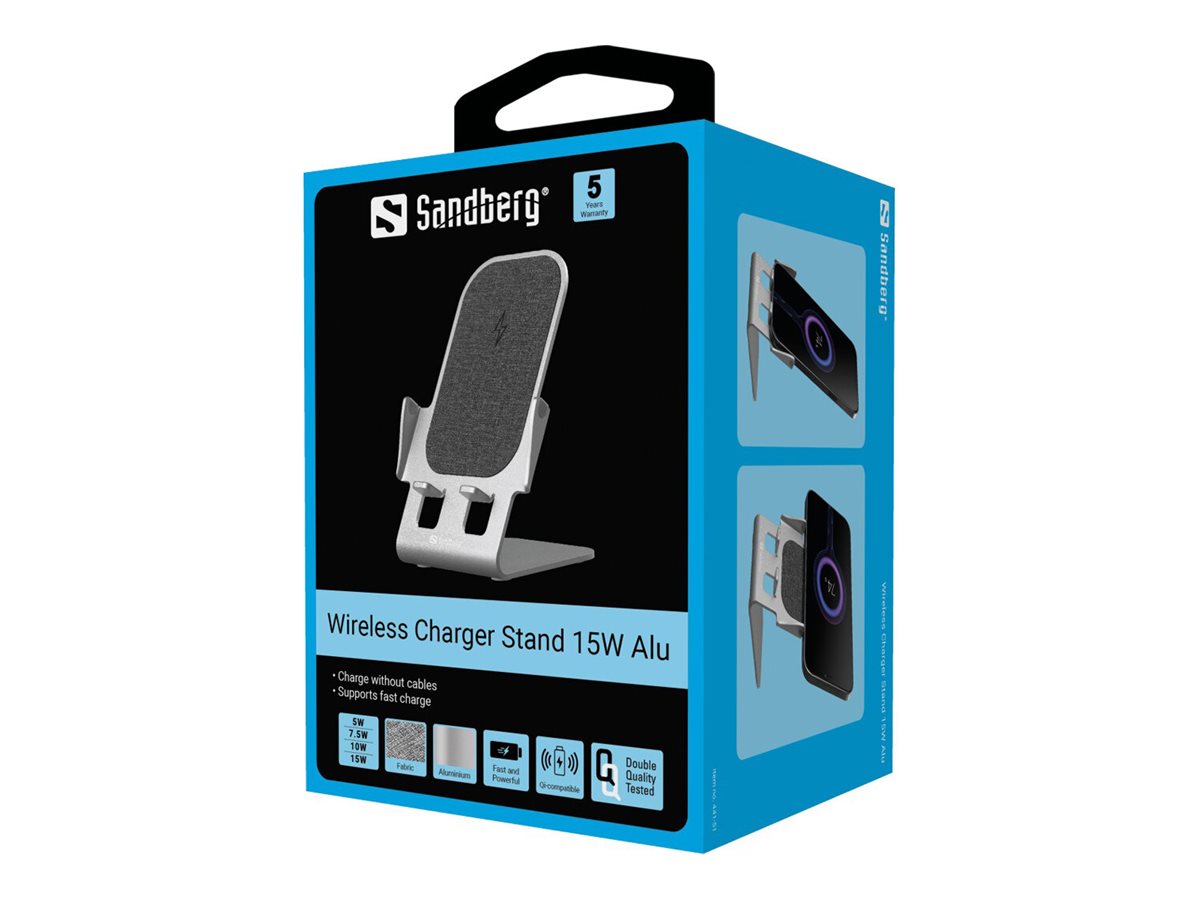 SANDBERG Wireless Charger Stand 15W Alu