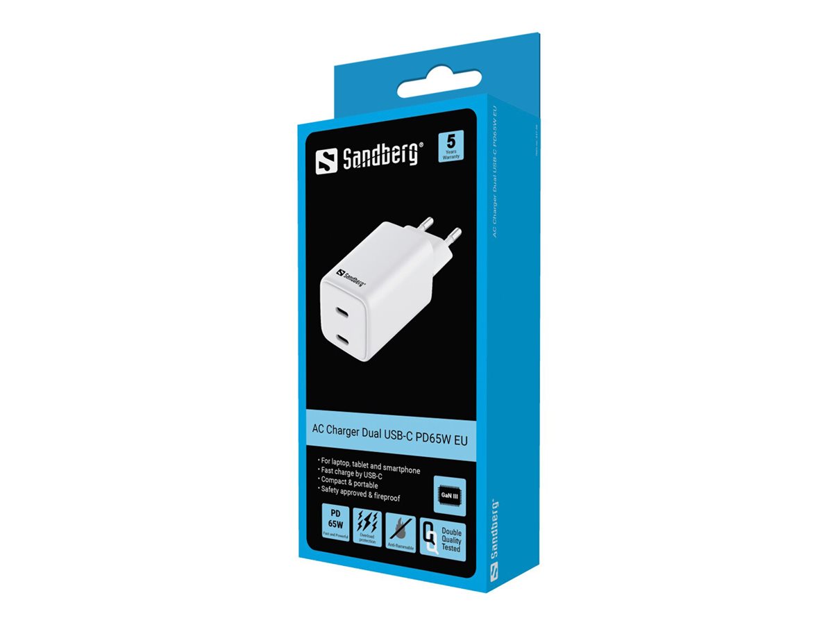 SANDBERG AC Charger Dual USB-C PD65W EU