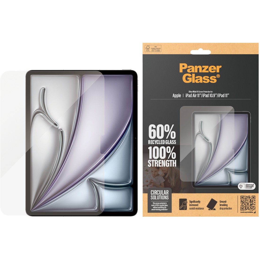 PanzerGlass ® Screen Protector iPad Air 11'' (2024-2026) | iPad 11'' (2025) | iPad 10.9'' (2022) | Ultra-Wide Fit