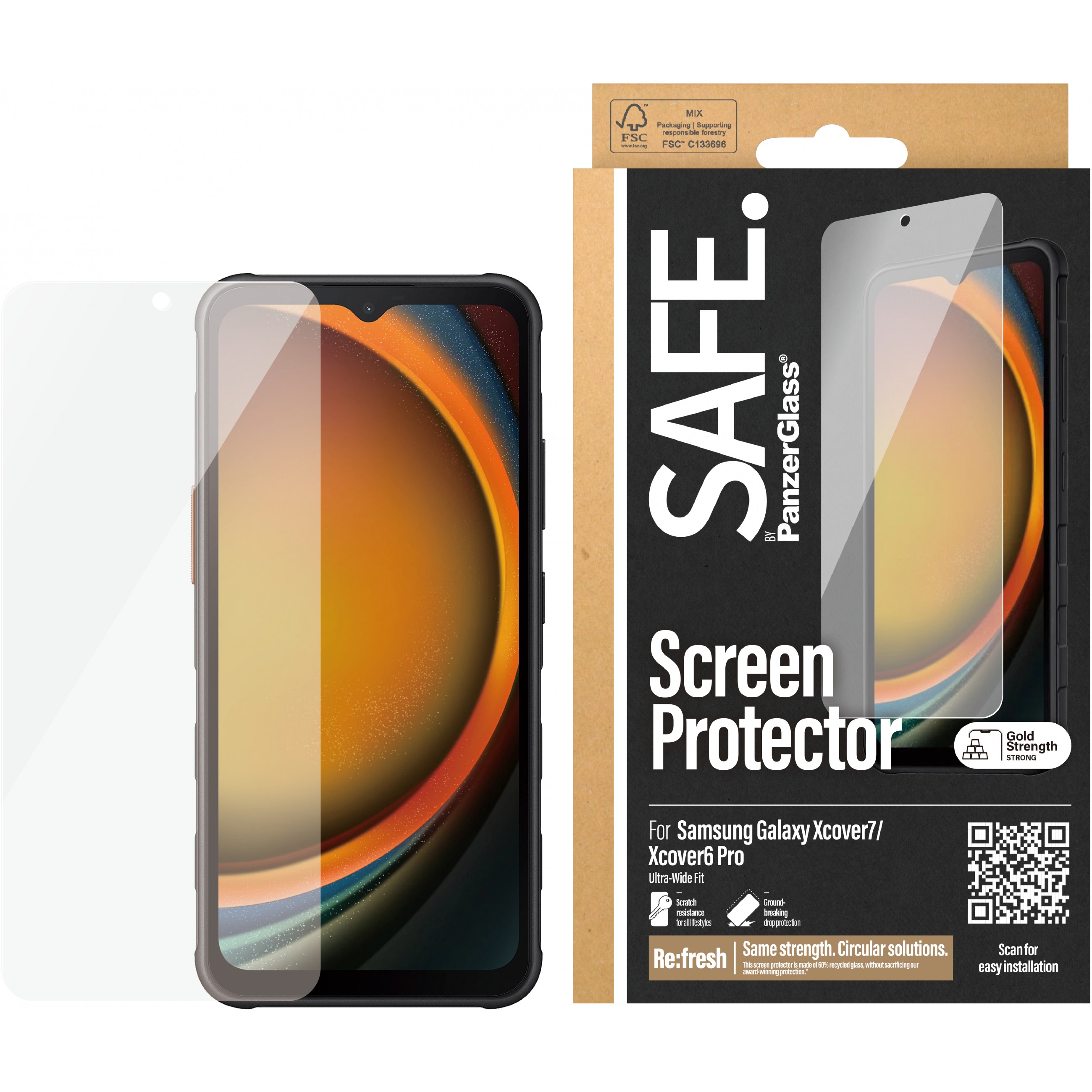 PanzerGlass SAFE. by ® Samsung Galaxy Xcover7 | XCover6 pro | Ultra-Wide Fit | Bulk