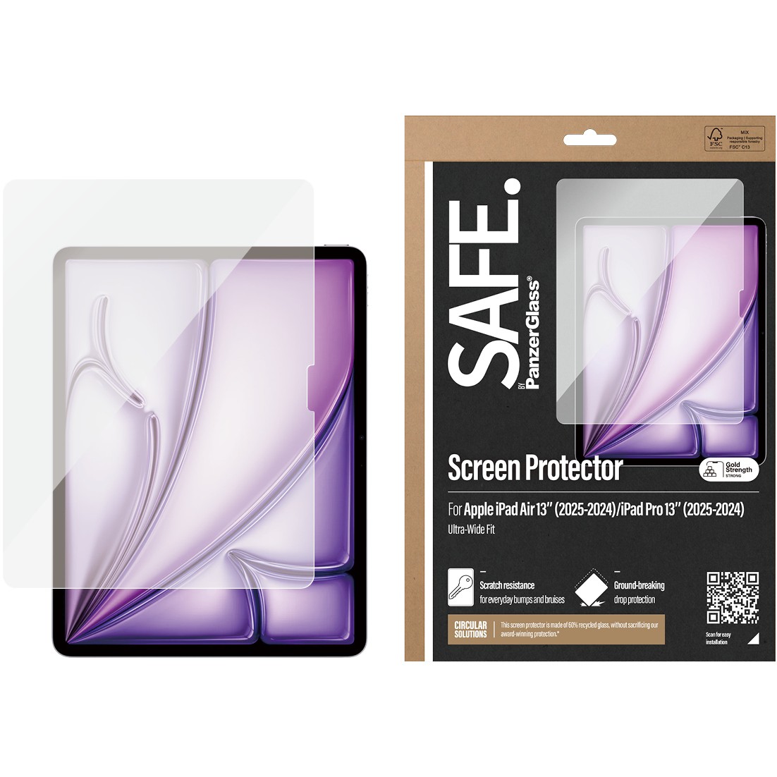 PanzerGlass SAFE. by ® Screen Protector iPad Air 13'' (2024-2026) |iPad Pro 13'' (2024-2025) | Ultra-Wide Fit