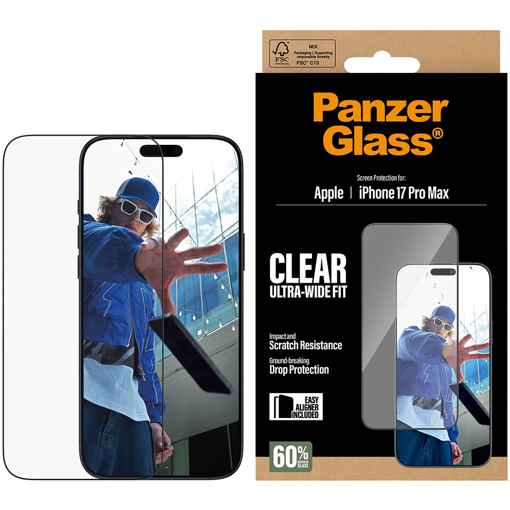 PanzerGlass ® Screen Protector iPhone 17 Pro Max | Ultra-Wide Fit w. EasyAligner