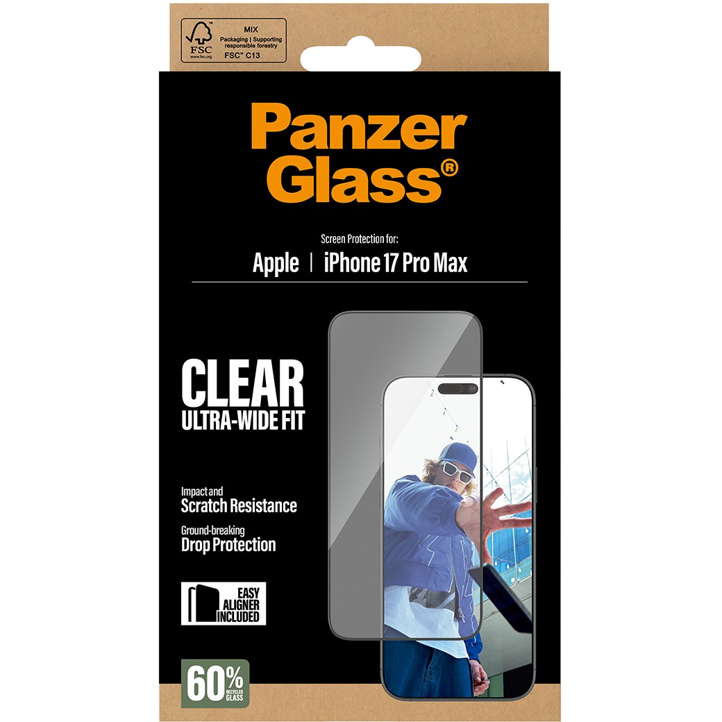 PanzerGlass ® Screen Protector iPhone 17 Pro Max | Ultra-Wide Fit w. EasyAligner