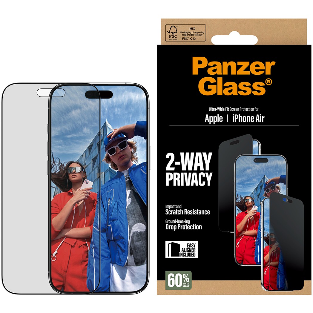 PanzerGlass ® 2-Way Privacy Screen Protector iPhone Air | Ultra-Wide Fit w. EasyAligner