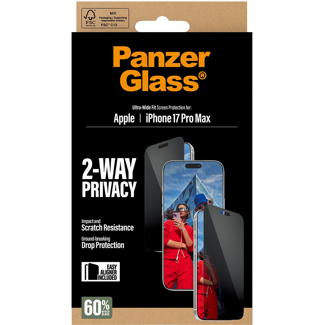 PanzerGlass ® 2-Way Privacy Screen Protector iPhone 17 Pro Max | Ultra-Wide Fit w. EasyAligner
