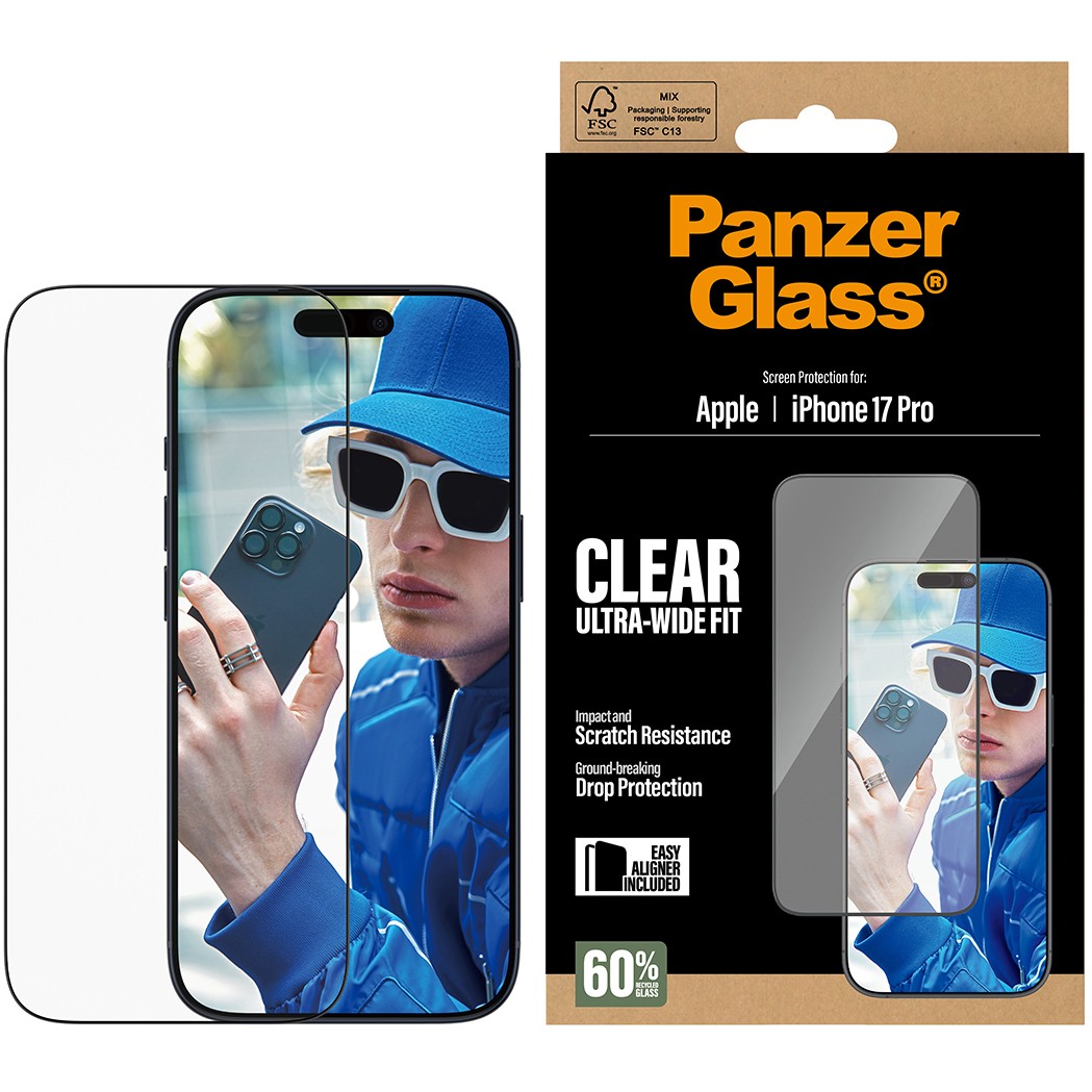 PanzerGlass ® Screen Protector iPhone 17 Pro | Ultra-Wide Fit w. EasyAligner