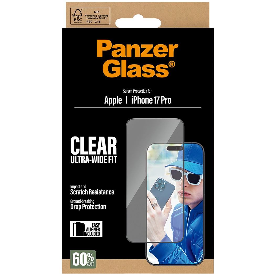 PanzerGlass ® Screen Protector iPhone 17 Pro | Ultra-Wide Fit w. EasyAligner