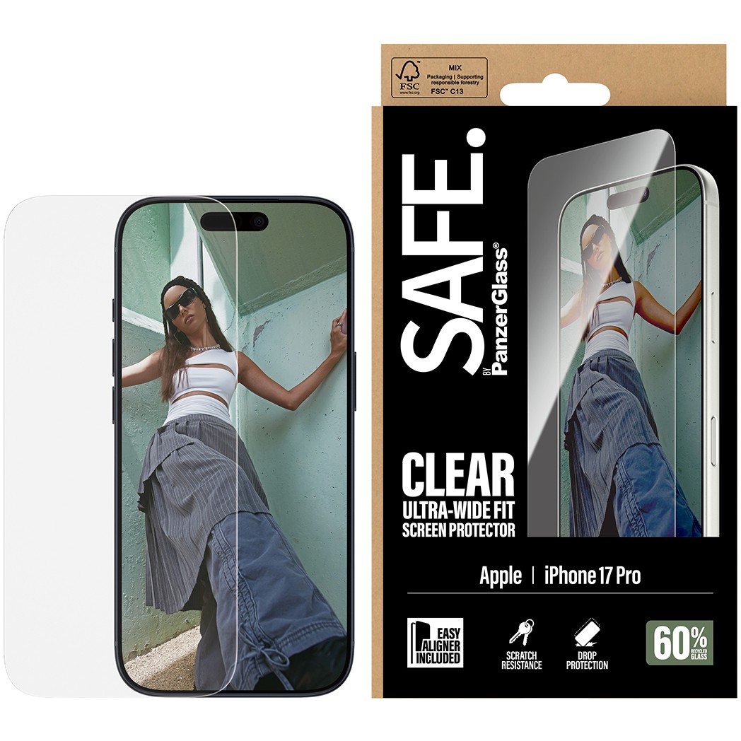 PanzerGlass SAFE. by ® Screen Protector iPhone 17 Pro | Ultra-Wide Fit w. EasyAligner