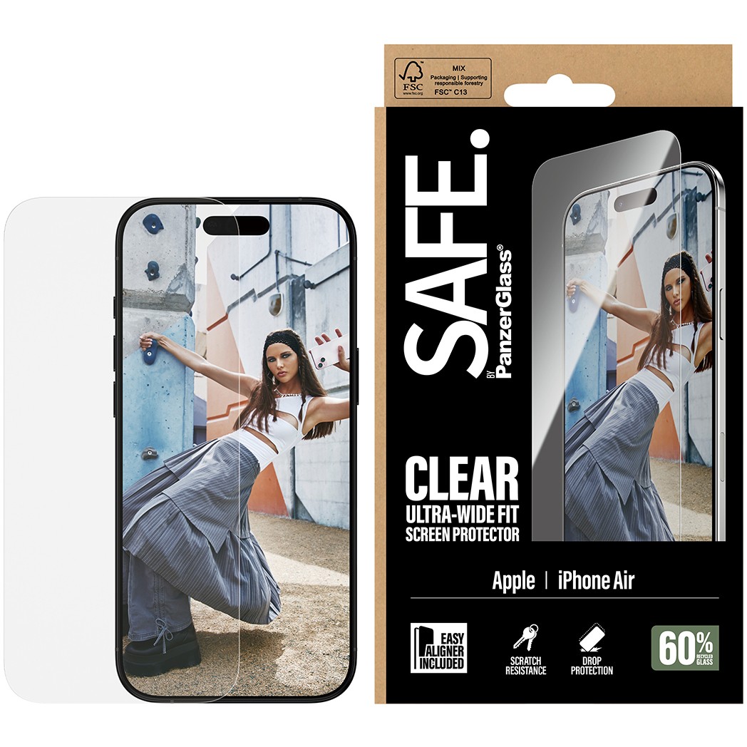PanzerGlass SAFE. by ® Screen Protector iPhone Air | Ultra-Wide Fit w. EasyAligner
