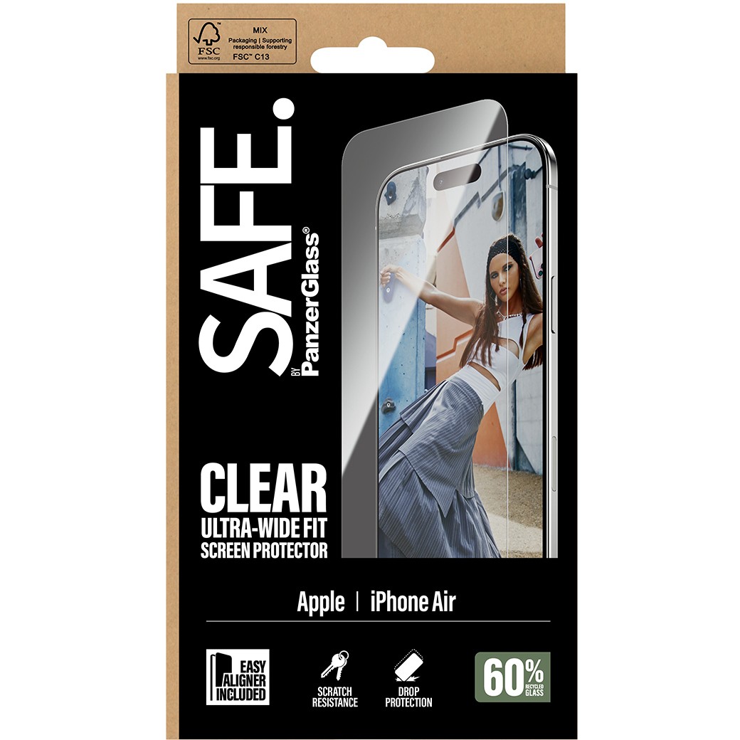 PanzerGlass SAFE. by ® Screen Protector iPhone Air | Ultra-Wide Fit w. EasyAligner