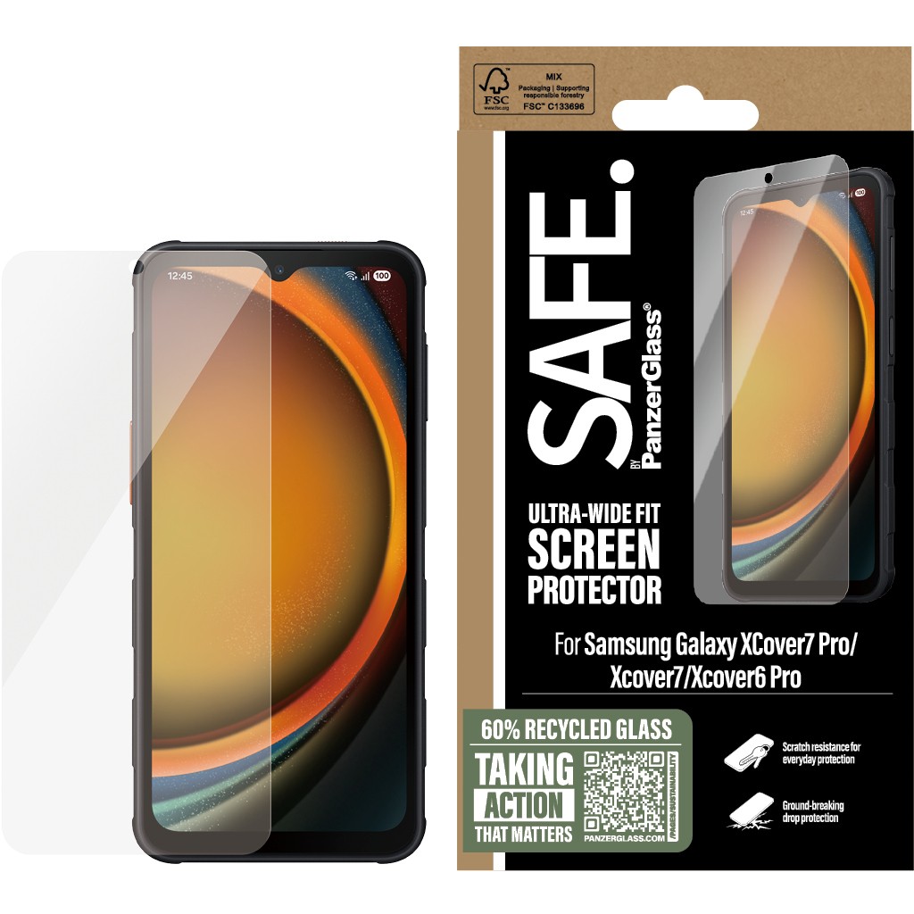 PanzerGlass SAFE. by ® Screen Protector Samsung Galaxy Xcover7 Pro | Xcover7 | Xcover6 Pro | Ultra-Wide Fit