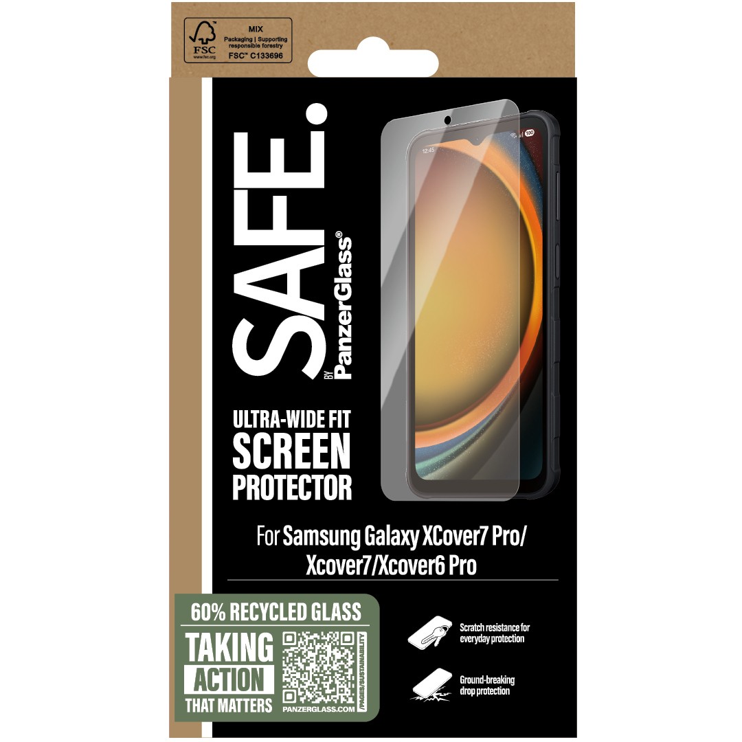 PanzerGlass SAFE. by ® Screen Protector Samsung Galaxy Xcover7 Pro | Xcover7 | Xcover6 Pro | Ultra-Wide Fit