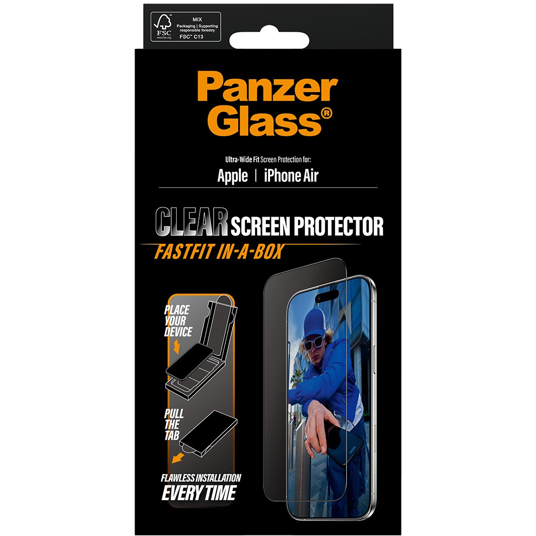 PanzerGlass ® Screen Protector iPhone Air | Ultra-Wide Fit w. Fastfit in-a-box