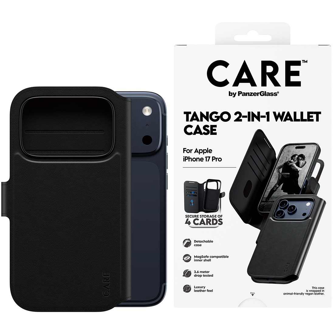 PanzerGlass CAREâ„¢ by ® Tango 2-in-1 Wallet Case w. MagSafe iPhone 17 Pro mobile phone case