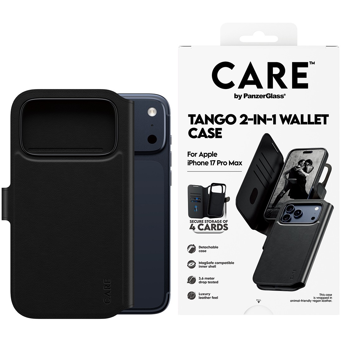 PanzerGlass CAREâ„¢ by ® Tango 2-in-1 Wallet Case w. MagSafe iPhone 17 Pro Max mobile phone case